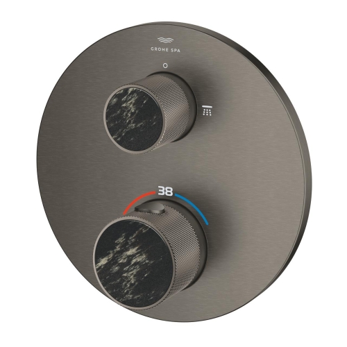 Grohe Atrio Private Collection termosztatikus zuhanycsaptelep 2 kimenethez, beépített elzáró/váltó szeleppel, gombbal, brushed hard graphite 24396AL0