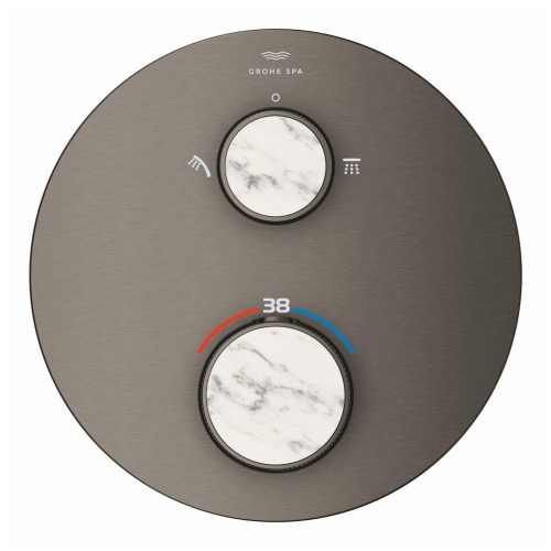 Grohe Atrio Private Collection termosztatikus zuhanycsaptelep 2 kimenethez, beépített elzáró/váltó szeleppel, gombbal, brushed hard graphite 24396AL0