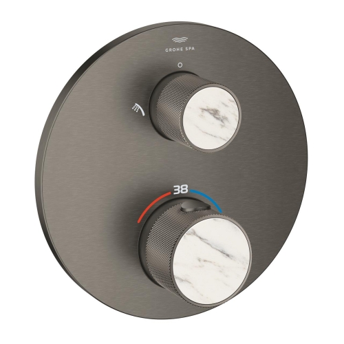 Grohe Atrio Private Collection termosztatikus zuhanycsaptelep 2 kimenethez, beépített elzáró/váltó szeleppel, gombbal, brushed hard graphite 24396AL0