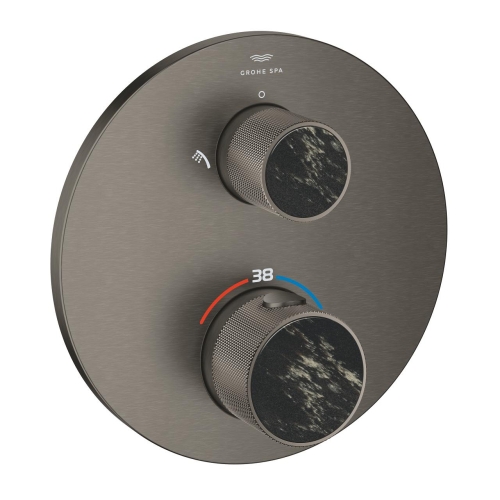 Grohe Atrio Private Collection termosztatikus zuhanycsaptelep 2 kimenethez, beépített elzáró/váltó szeleppel, gombbal, brushed hard graphite 24396AL0