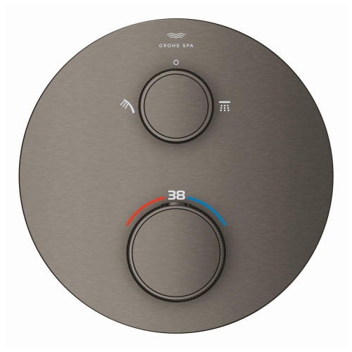 Grohe Atrio Private Collection termosztatikus zuhanycsaptelep 2 kimenethez, beépített elzáró/váltó szeleppel, gombbal, brushed hard graphite 24396AL0