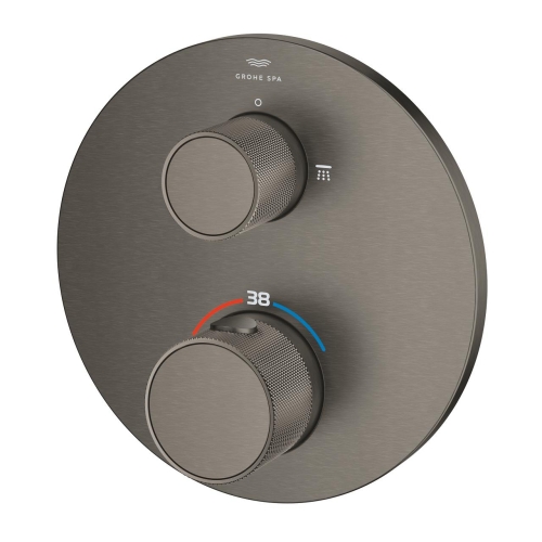 Grohe Atrio Private Collection termosztatikus zuhanycsaptelep 2 kimenethez, beépített elzáró/váltó szeleppel, gombbal, brushed hard graphite 24396AL0