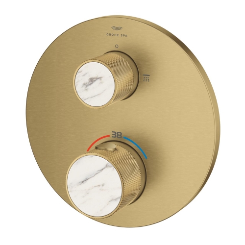 Grohe Atrio Private Collection termosztatikus zuhanycsaptelep 2 kimenethez, beépített elzáró/váltó szeleppel, gombbal, brushed cool sunrise 24396GN0