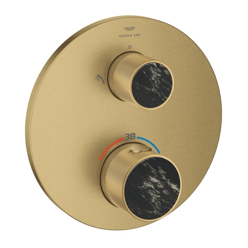 Grohe Atrio Private Collection termosztatikus zuhanycsaptelep 2 kimenethez, beépített elzáró/váltó szeleppel, gombbal, brushed cool sunrise 24396GN0