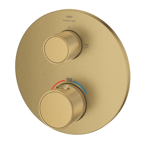 Grohe Atrio Private Collection termosztatikus zuhanycsaptelep 2 kimenethez, beépített elzáró/váltó szeleppel, gombbal, brushed cool sunrise 24396GN0