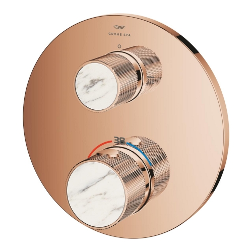 Grohe Atrio Private Collection termosztatikus zuhanycsaptelep 2 kimenethez, beépített elzáró/váltó szeleppel, gombbal, warm sunset 24396DA0