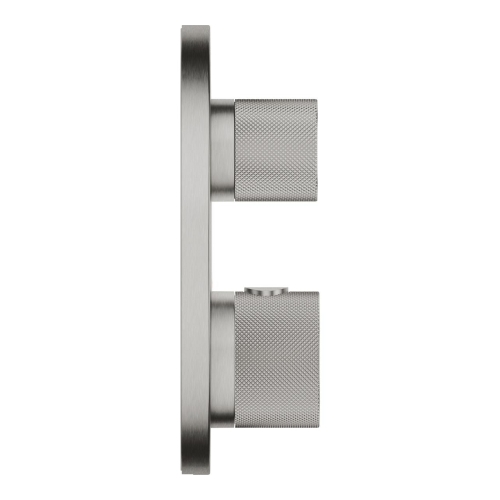 Grohe Atrio Private Collection termosztatikus zuhanycsaptelep 2 kimenethez, beépített elzáró/váltó szeleppel, gombbal, supersteel 24396DC0