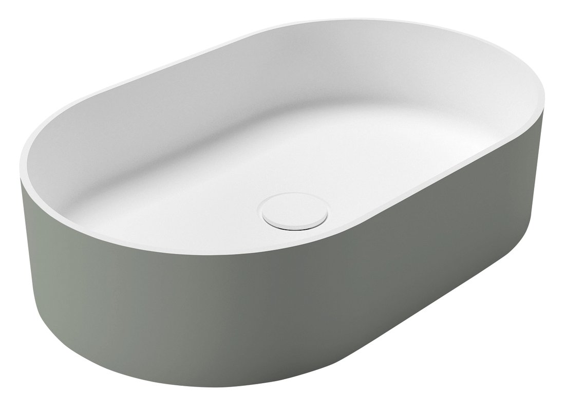 Sapho THIN 55x35 cm Rockstone pultra szerelhető mosdó, matt fehér/verde WN205-44
