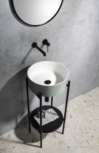 Sapho THIN 38 cm Rockstone pultra szerelhető mosdó, matt fehér/verde WN548-44