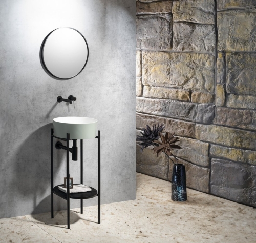 Sapho THIN 38 cm Rockstone pultra szerelhető mosdó, matt fehér/verde WN548-44