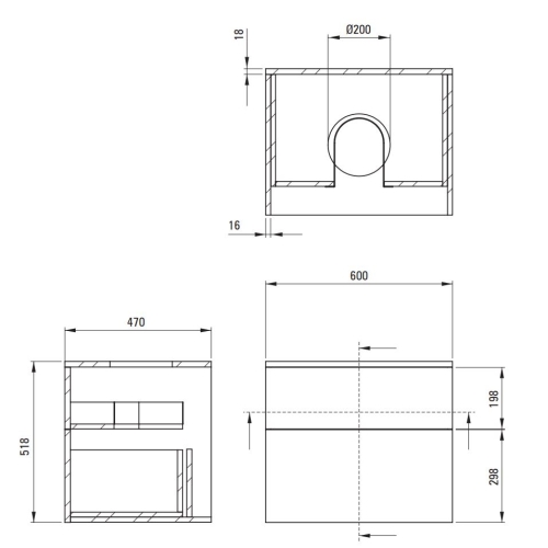 Deante PRIZMA 60 cm alsó szekrény pultra ültethető mosdóhoz, fényes fehér SDI_6B61