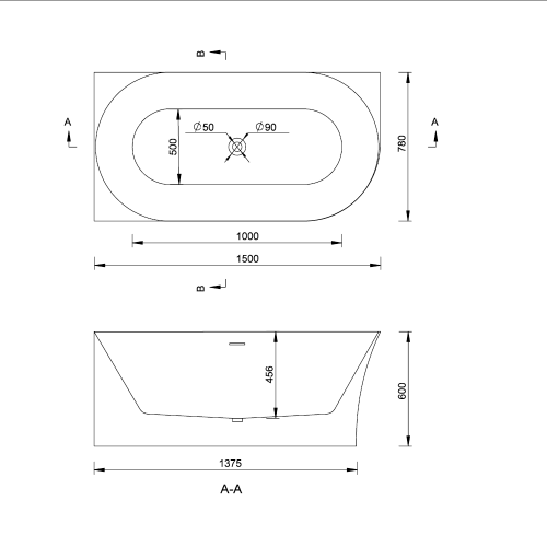 Emporia Molly sarokba tolható szabadonálló kád 150x75 cm balos, fehér TW-7790L-1500
