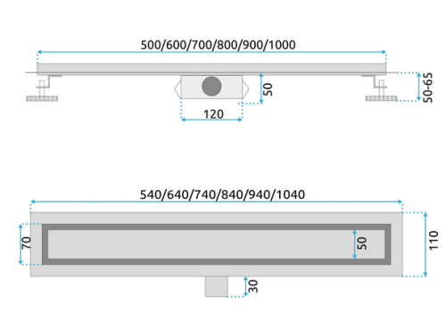 Rea Neox rozsdamentes acél zuhanyfolyóka 90 cm, fényes arany REA-G2564
