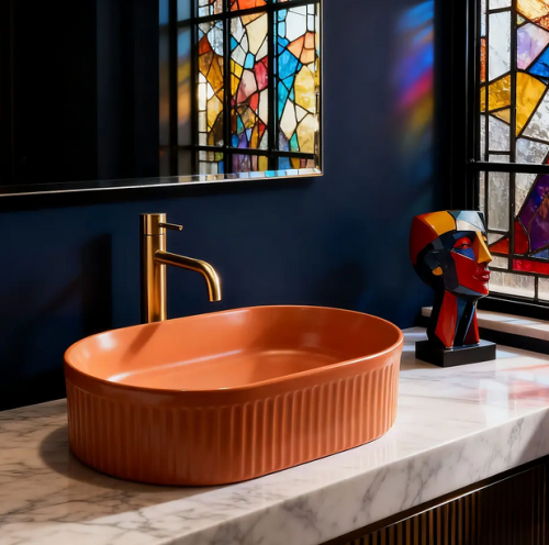 Rea Vanda pultra ültethető mosdó 49x31 cm, Cinnamon Matt REA-U6377