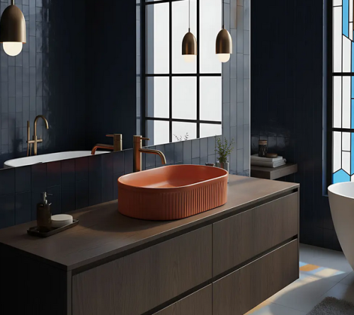 Rea Vanda pultra ültethető mosdó 49x31 cm, Cinnamon Matt REA-U6377