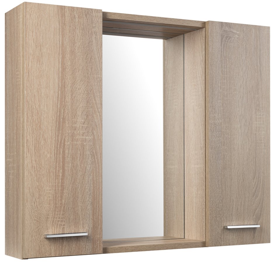 AQUALINE ZOJA tükrösszekrény LED világítással, 70x60x14cm, platina strip tölgy 45029S