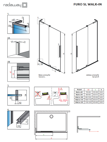 Radaway Furo SL DWJ 120 cm jobbos zuhanyajtó, króm 10306638-01-01R, 10110594-01-01