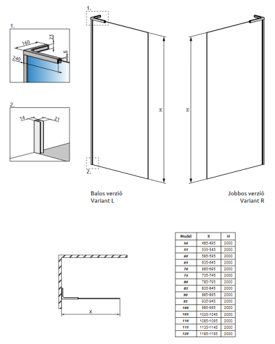 Radaway Modo SL II Walk-in zuhanyfal 90 cm jobbos, króm 10319094-01-01R
