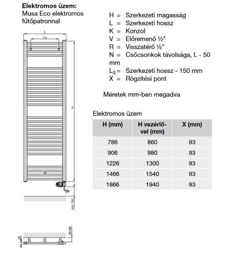 Zehnder Aura elektromos üzemelésű radiátor matt fekete (CU) PBEBZ-120-050/MQ (K)