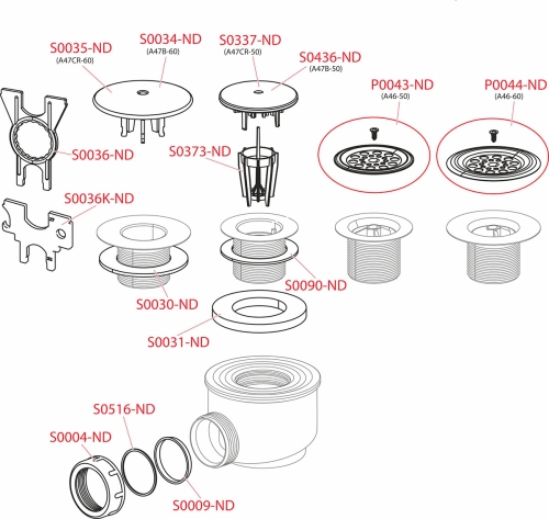 ALCA (Alcaplast) zuhanytálca szifon, lefolyóméret 60 mm, króm A47CR-60