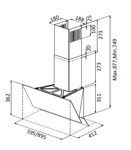 EVIDO SKY PRO 90W design páraelszívó, 90 cm, érintőszenzoros vezérlés, fehér üveg CHY9TW.1