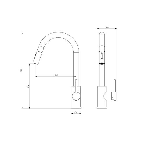 Emporia Favo kihúzható zuhanyfejes mosogató csaptelep, matt fekete 060170BM