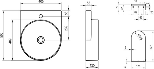 Ravak Yard 40 cm kerámia mosdó, Smoke Grey XJX0O240000