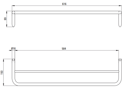 Deante Silia dupla törölköző tartó, szálcsiszolt acél ADI_F631