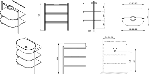Ravak Yard 60 mosdó tartó keret, Deepsea Blue D800007005