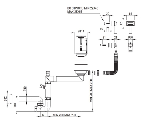 Deante SPACE-SAVER lefolyócsomag 1 medencés mosogatóhoz, szálcsiszolt arany ZXY_R949