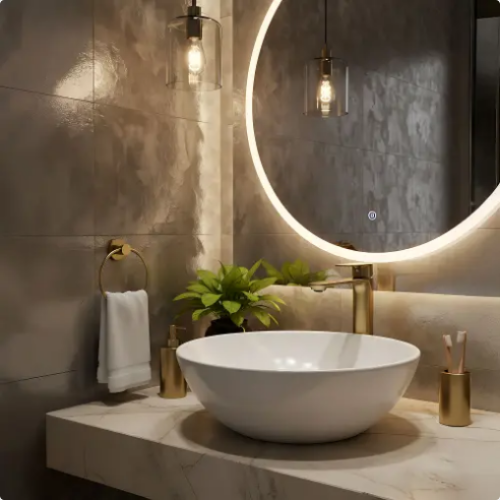 Rea Drop Brush Gold magasított mosdó csaptelep, szálcsiszolt arany REA-B4637