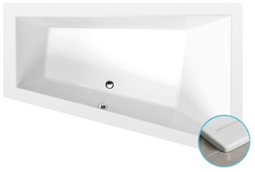 Sapho POLYSAN TRIANGL SLIM 180x120 cm jobbos aszimmetrikus kád, fehér 20611S