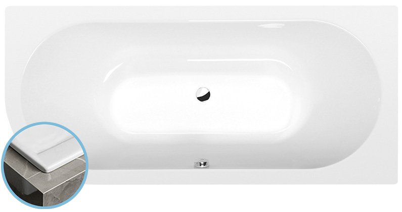 Sapho POLYSAN VIVA SLIM 175x80 cm jobbos aszimmetrikus kád, fehér 78119S