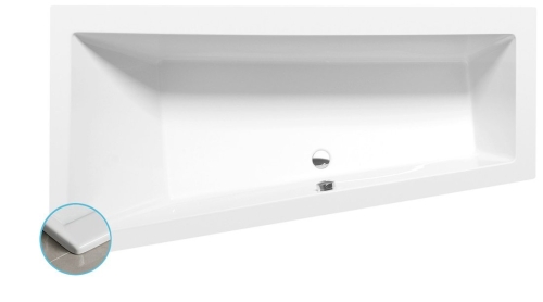 Sapho POLYSAN ANDRA SLIM 170x90 cm balos aszimmetrikus kád, fehér 81111S