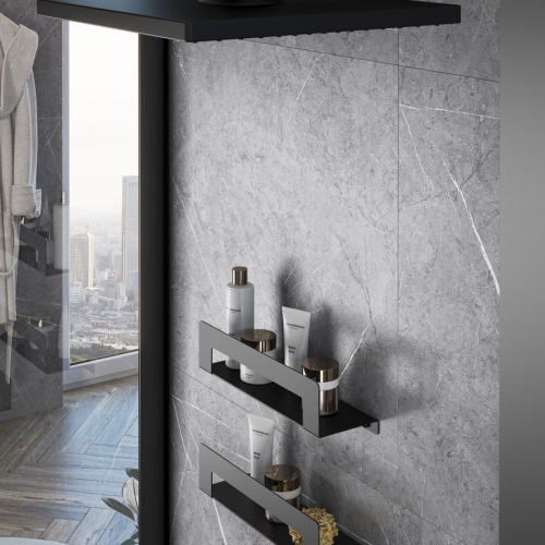 Sapho CLEO 50 cm polc/törölközőtartó, matt fekete 2019145