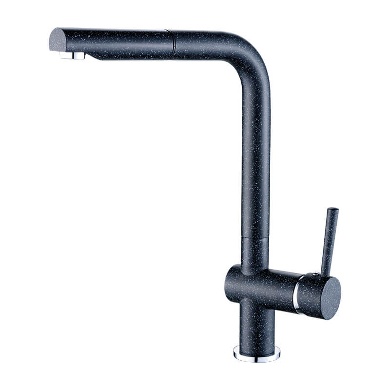 Laveo LUNA kihúzható mosogató csaptelep, szemcsés fekete BLZ_769D