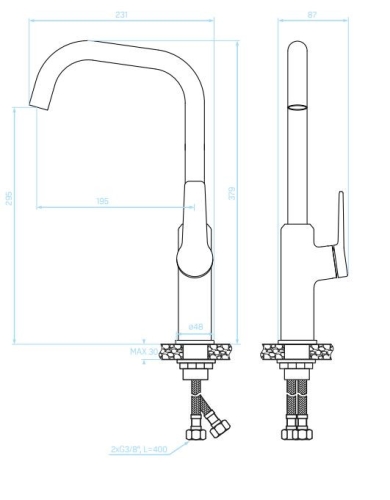LAVEO ALANIS álló mosogató csaptelep, fehér/rose gold K. BQI_665D