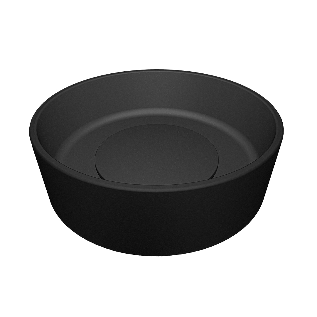 LAVEO PERL kerek gránit mosdó gránit click-clack leeresztővel 36 cm, fekete VGP1710T