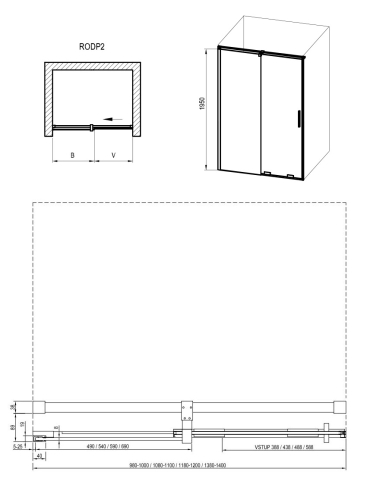 Ravak Roll 120 cm zuhanyajtó Transparent üveggel, krómhatású X08VG0C00Z1