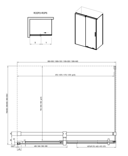 Ravak Roll 80 cm fix oldalfal Transzparent üveggel, fekete X90V40300Z1