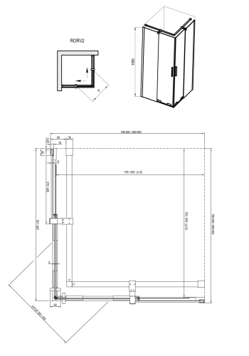Ravak Roll 80x80 cm szögletes zuhanykabin Transzparent üveggel, krómhatású X14V40C00Z1