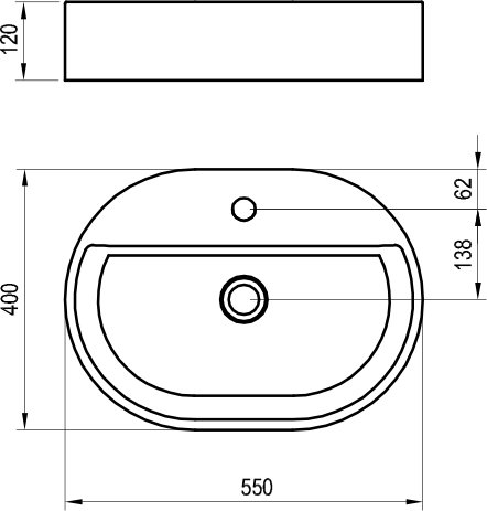 Ravak Ceramic O Slim Shelf 55x40 cm pultra ültethető mosdó, matt fehér XJX0E155001