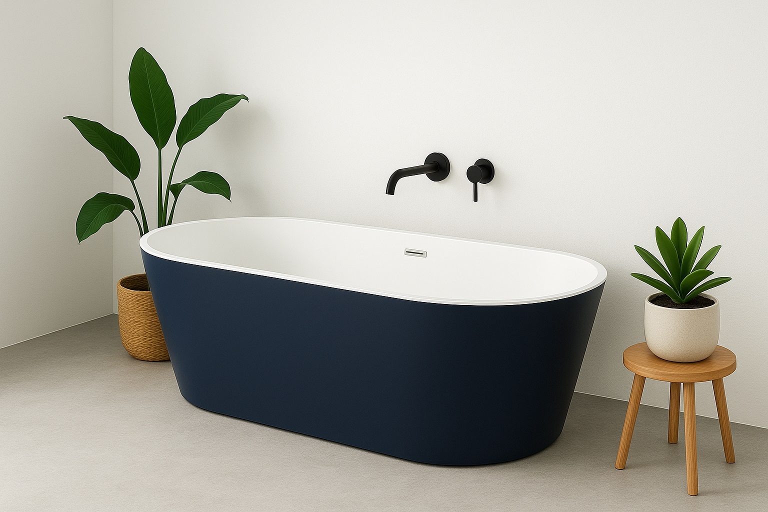 Inspiro Design Milazzo Azzurro szabadonálló kád 170x80 cm, navy kék/fehér