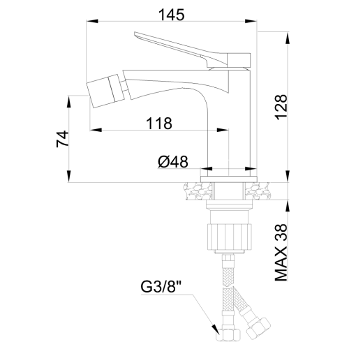 Invena ALONIA bidécsaptelep, fényes fekete BB-70-004-V