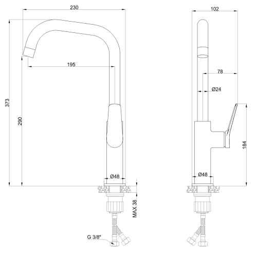 Invena ALONIA mosogató csaptelep, szálcsiszolt arany BZ-70-009-V
