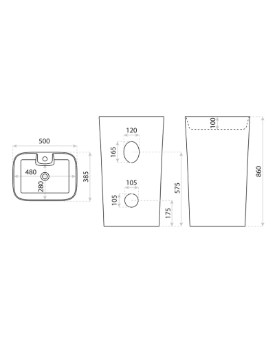 Lavita Iva szabadonálló mosdó, fehér 5900378308096