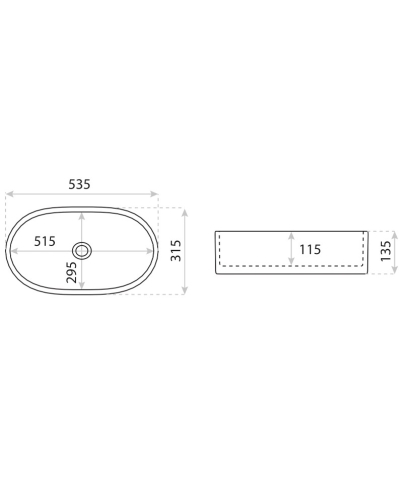 Lavita Koke Grande pultra ültethető mosdó 53,5x31,5 cm, fehér 5900378358350