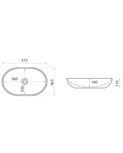 Lavita Hera pultra ültethető üveg mosdó 57,5x36,5 cm, matt fekete 5900378357971