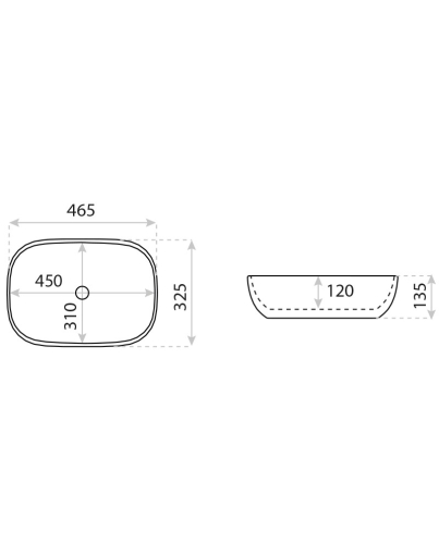 Lavita Apate pultra ültethető mosdó 46,5x32,5 cm 5900378357964
