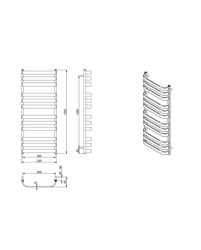 Lavita Scala fürdőszoba radiátor 1265x530 mm, homok 5904194693244